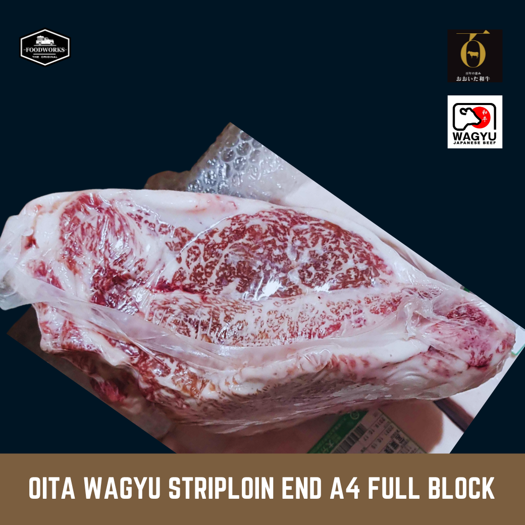 Oita Wagyu A4 Striploin-End Full Block เนื้อโออิตะวากิว สตริปลอยน์ ส่วนท้าย A4 ยกก้อน - The Foodworks 