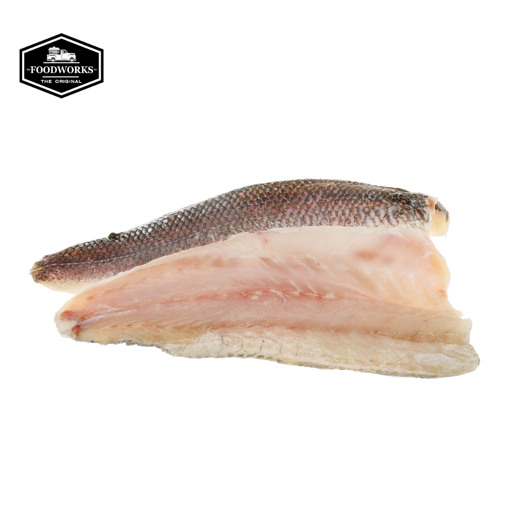 Fillet Skin on Belly on Barramundi 100% Natural IQF  เนื้อปลากะพงขาวแล่ เกรดพรีเมียม (500/800g/pcs) - The Foodworks 
