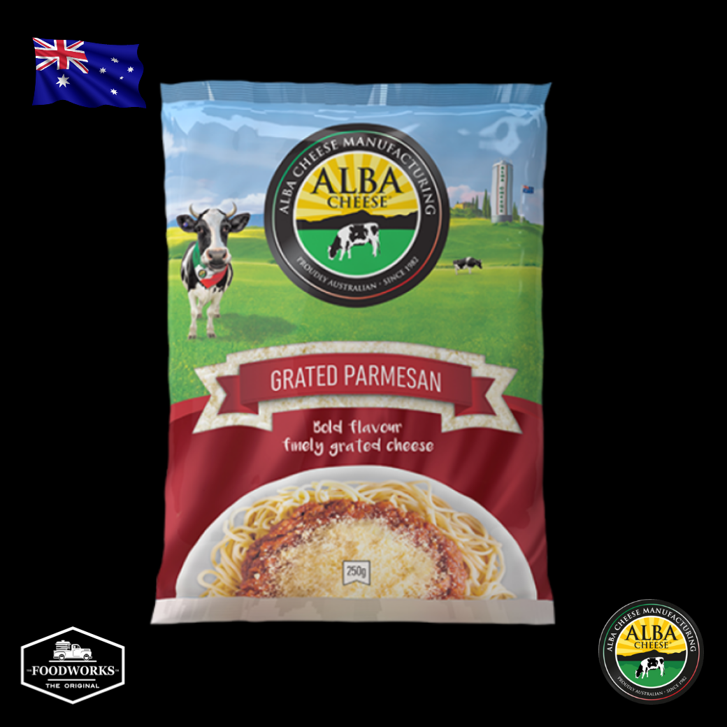 Alba Grated Parmesan 100 g เกรทเต็ด พาร์เมซานชีสแบบผง 100 กรัม