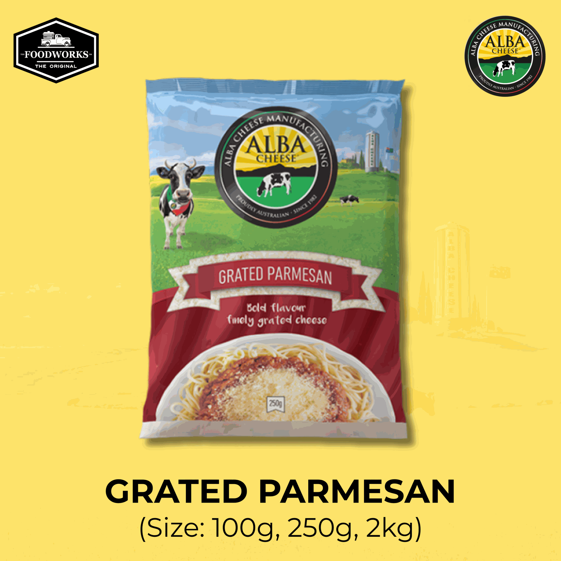 Alba Grated Parmesan 250 g เกรทเต็ด พาร์เมซานชีสแบบผง 250 กรัม - 0