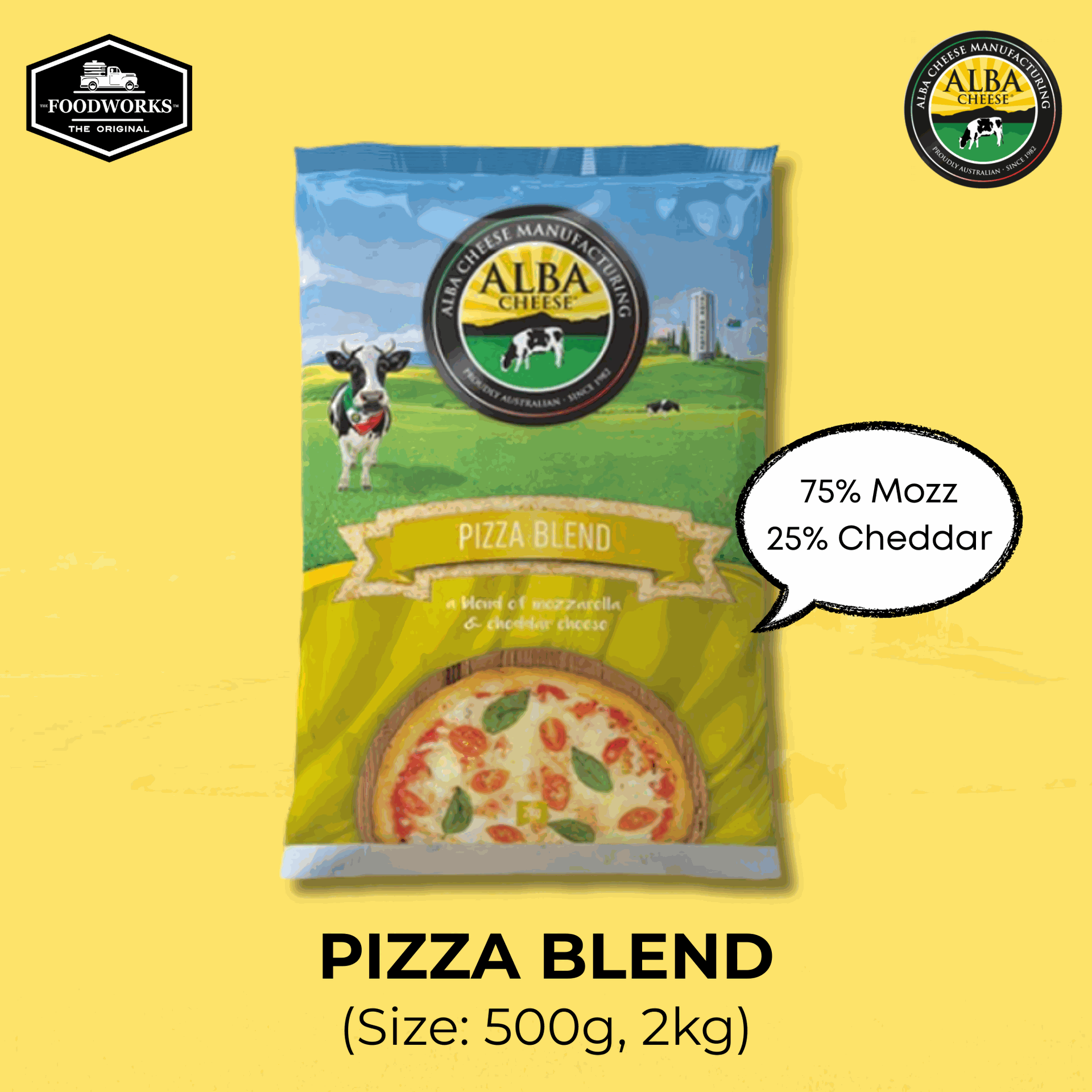 Alba Pizza Blend 500g พิชซ่าเบลนด์ ชีสแบบขูด 500 กรัม - 0