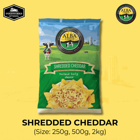 Alba Shredded Cheddar 500g เชดด้าชีส แบบขูด 500 กรัม