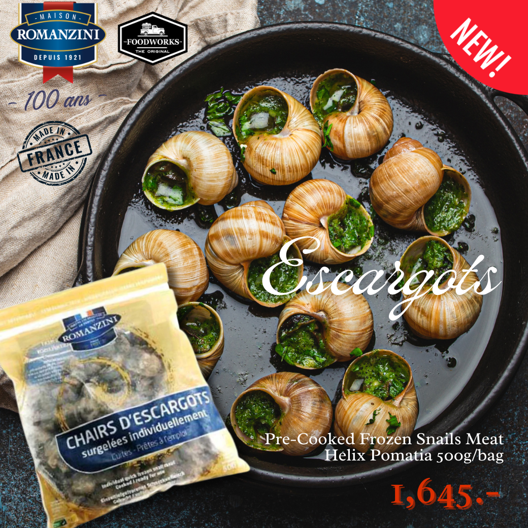 Romanzini Pre-Cooked Frozen Escargots เนื้อหอยเอสคาร์โก แช่แข็ง แบบไม่มีเปลือก 500g/pack - The Foodworks 