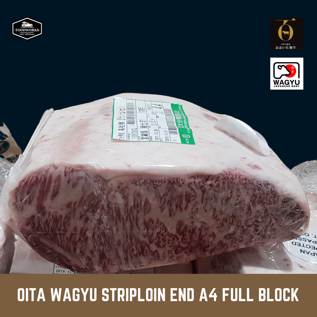 Oita Wagyu A4 Striploin-End Full Block เนื้อโออิตะวากิว สตริปลอยน์ ส่วนท้าย A4 ยกก้อน - The Foodworks 