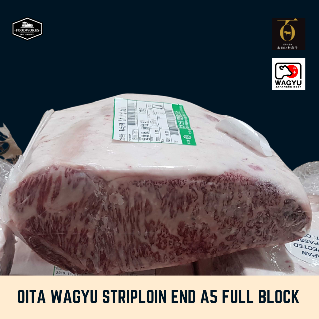 Oita Wagyu A5 Striploin-End Full Block เนื้อโออิตะวากิว สตริปลอยน์ ส่วนท้าย A5 ยกก้อน - The Foodworks 