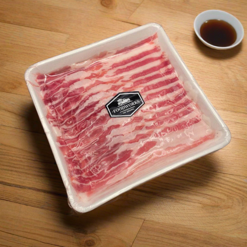 Kagoshima Kurobuta Pork Belly Shabu Shabu สามชั้นหมูคาโกชิม่า คุโรบูตะ สไลซ์ชาบู 200g/pack - The Foodworks 