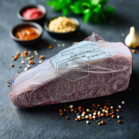 Kagoshima Wagyu A5 Striploin-End Steak (Portion Cut) เนื้อคาโกชิมาวากิว สตริปลอยน์ A5 ส่วนท้าย สเต็ค