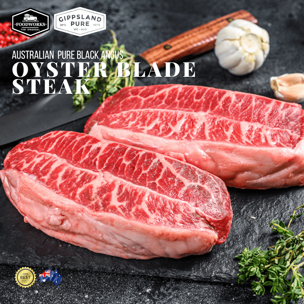 Gippsland Pure Black Angus Oyster Blade Steak เนื้อออสเตรเลีย แบล็ค แองกัส ออยสเตอร์ เบลด สเต็ค - The Foodworks 