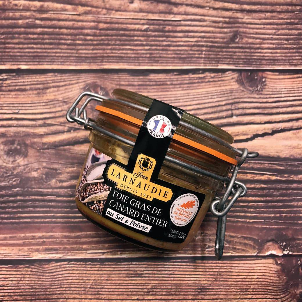 Jean Larnaudie Prestige Foie Gras Terrine in Jar : Salt & Pepper ฟัวกราส์เทอร์รีน ผสมเกลือและพริกไทย ในขวดแก้ว  125g - The Foodworks 